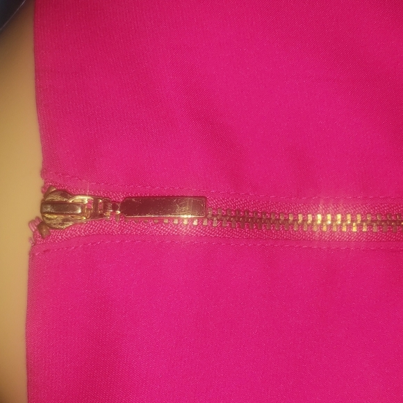 Express s hot pink satin peplum drop sleeve darted bust feminine top - Picture 5 of 11